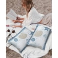 thumbnail image 3 of Pack of 2 Outdoor Pillow Covers, Blue and Brown Starfish Seashell Jellyfish Coral Waterproof Square Throw Pillowcase Cushion Decorative Pillow Covers for Couch Patio Tent, 20x12 in, 3 of 6