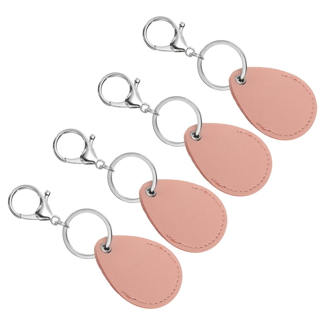 Unique Bargains Leather Key Fob, 4 Pack PU Leather Key Fobs Key Chain Holder for ID Key Cards, Pink