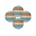 thumbnail image 7 of 15 Inch Round Placemats Set of 4, Farmhouse Light Blue Brown Non Slip Heat Insulation PP Table Mats, Vintage Wooden Striped Washable Place Mats for Kitchen Dining Party Table Decor, 7 of 7