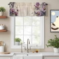 thumbnail image 2 of Spring Floral Valance Curtain Retro Purple Flower Leaves Wood Grain Window Valances Rod Pocket Short Curtains Window Treatments for Kitchen Bedroom Bathroom Laundry 60" x 14", 2 of 9