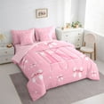 thumbnail image 3 of Castle Fairy Kids Teens Personalized Initial K Twin Bedding Sets 7-Piece,Kawaii Pink Ribbon Bowknot Bedding Comforter Set Microfiber,Dreamy Princess Breathable Sheet Sets,Luxury Bedroom Decor, 3 of 8