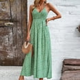 thumbnail image 5 of Wycnly Summer Dresses for Women Womens Dresses Elastic Waist Slit Hem Beach Bohemian Spaghetti Strap Maxi Dress Womens Elegant Floral V-Neck Sleeveless Long Sun Dress, 5 of 7