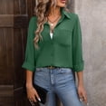 thumbnail image 4 of Womens Blouses Office Business Long Sleeve Casual Solid Color Lapel Smock Activewear, 4 of 7