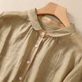 thumbnail image 4 of Jxximdong Button Up Shirts Women Women's 2024 Summer Thin Art Retro Loose Casual Solid Neck Shirt Top Gray Spring Tops XL, 4 of 8
