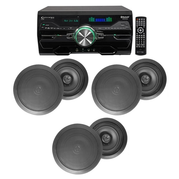 4000w Home Theater DVD Receiver w/Bluetooth/USB (5) Black 6.5" Ceiling Speakers