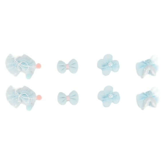 Unique Bargains 8pcs Cute Flowers Bow Hair Clips Hairdo Clip for Girls Light Blue