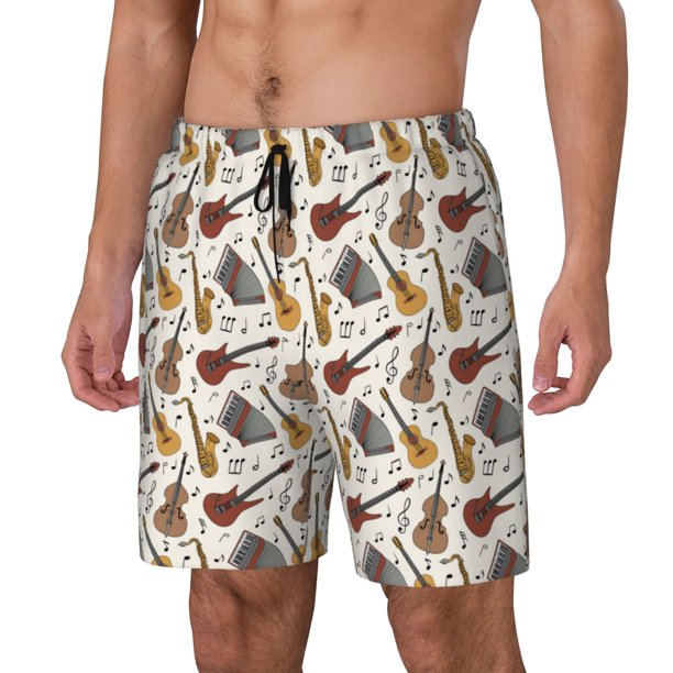 Fotbe Guitar Traje de Baño para Hombre – Shorts de Natación de Secado Rápido con Forro y Bolsillos-Medium