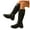 Black, variant on Women's Knee High Riding Boots Low Heel Breathable Fashion Embroidery Knee Length Motocycle Booties