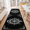 thumbnail image 3 of Hallway Runner Rug 2'x6', Nautical Anchor Kitchen Runner Rugs Non-Slip Carpet Mats, Coastal Ocean Sea Chic Textured Black Bedside Rugs Runners Washable Floor Carpet for Bathroom Laundry Room, 3 of 8