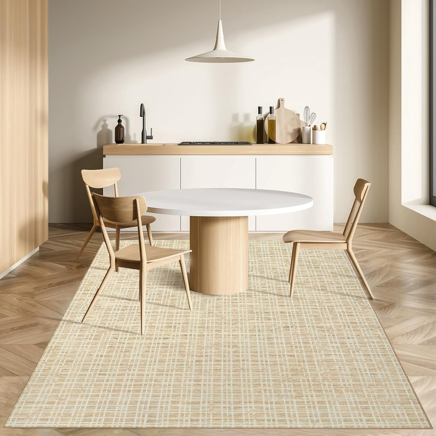 Memoryfield Washable Checkered Area Rugs 4' x 6', Throw Carpet for Bedroom Living Room Entrance Laundry Bathroom Plaid Modern Farmhouse Rug, Yellow