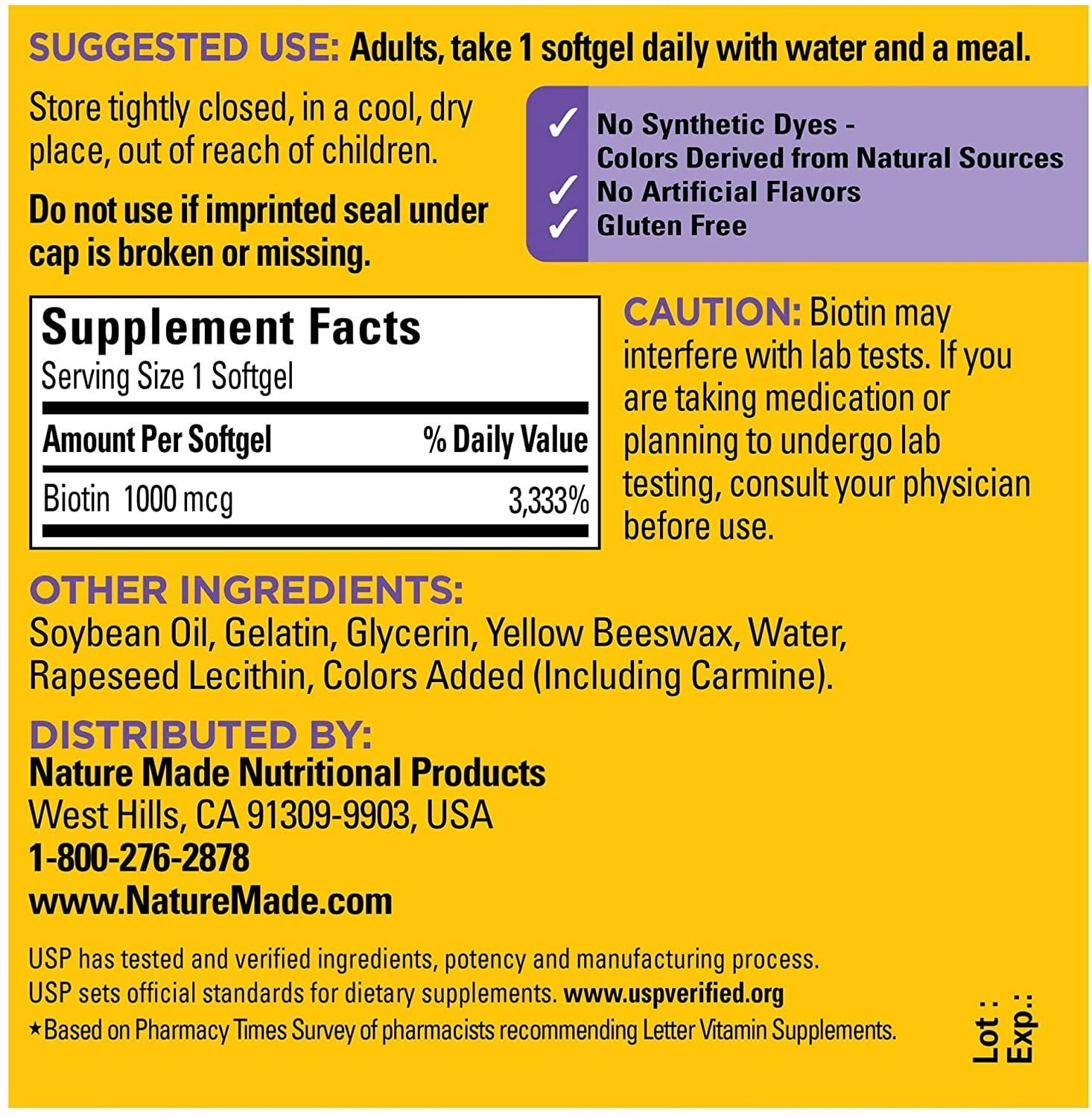 Nature Made Biotin 1000 mcg Softgels 120 ea (Pack of 6)