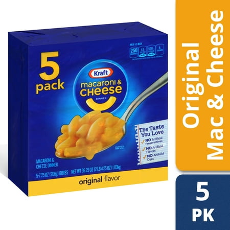 Kraft Original Flavor Macaroni & Cheese Dinner, 5 - 7.25 oz Boxes