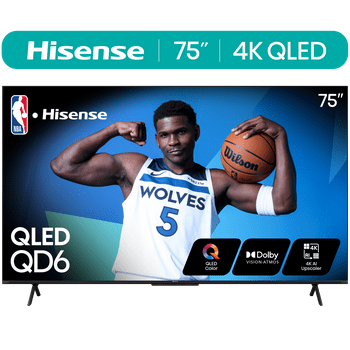 Hisense 75-Inch Class QD6 Series QLED UHD 4K HDR Google Smart TV (75QD6N) - QLED, Dolby Vision, Dolby Atmos, 4K AI Upscaler, Motion Rate 120, HDR 10 , Game Mode Plus, Voice Remote
