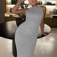 thumbnail image 1 of CAICJ98 Grande Taille Robes Femmes Sans Manches V Cou Split Soirée Longue Robe Argent L, 1 of 5