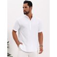 thumbnail image 4 of DARING DIVA Men's Solid Color Stand Collar Short Sleeve Henley Shirts XL White, 4 of 7
