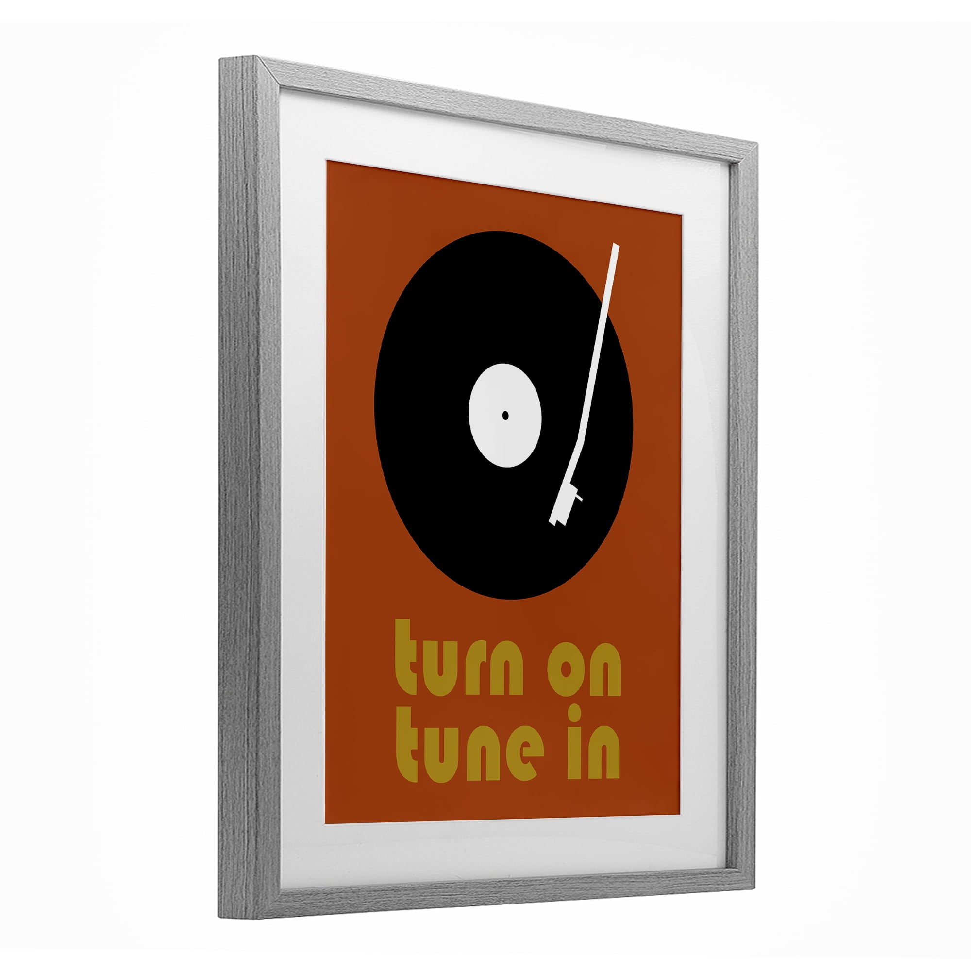 Stupell Industries Turn On Tune In Gray Framed Print Under Glass, design by Tom Quartermaine