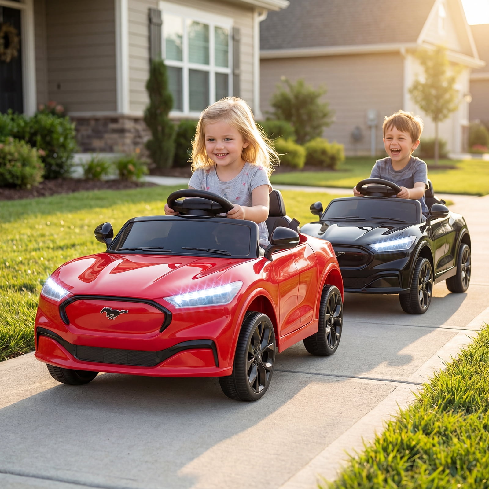 Gymax Licensed Ford Mach E Electric Vehicle w/Parent Control LED Lights Horn Music Red