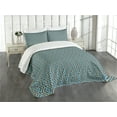 thumbnail image 3 of Ambesonne Geometric Quilted Bedspread Set 3 Pcs, Nested Square Pattern, King Size, Brown and Sky Blue, 3 of 5