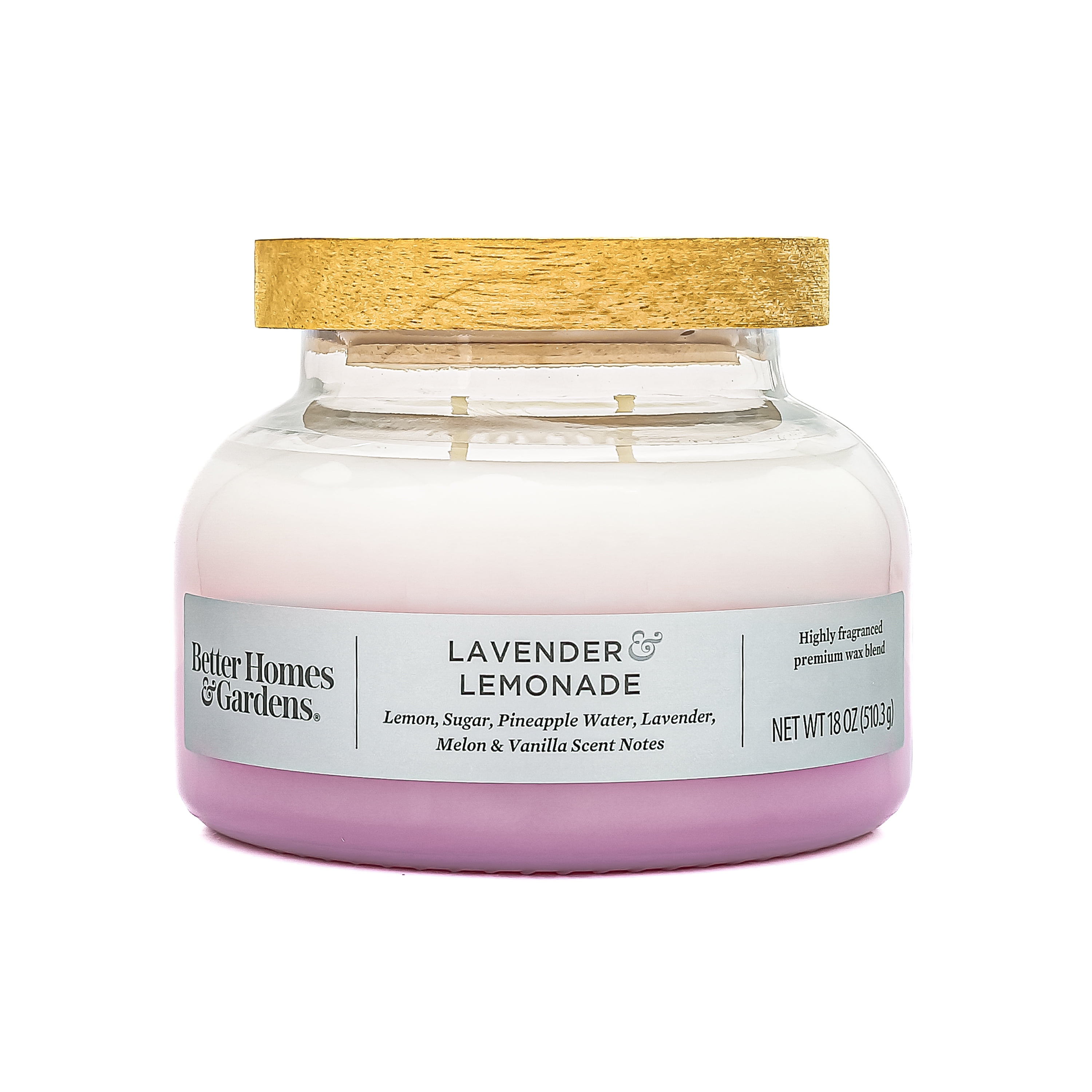 (4 pack) Better Homes & Gardens Lavender and Lemonade Scented 2-Wick 18oz Ombre Bell Jar Candle