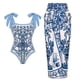 thumbnail image 1 of Trajes de baño Amzcrzy Tankini para mujer, trajes de baño, traje de baño con control de abdomen, traje de baño estampado para mujer, conjunto de mono de bikini de moda, azul, XL, 1 of 5