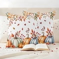 thumbnail image 3 of Orange Blue Fall Outdoor Waterproof Pillow Covers, Thanksgiving Pumpkins Maple Leaf Decorative Square Throw Pillowcase Sofa Cushion Sham for Patio/Couch/Chair, 16"x16" 2 Pack, 3 of 8