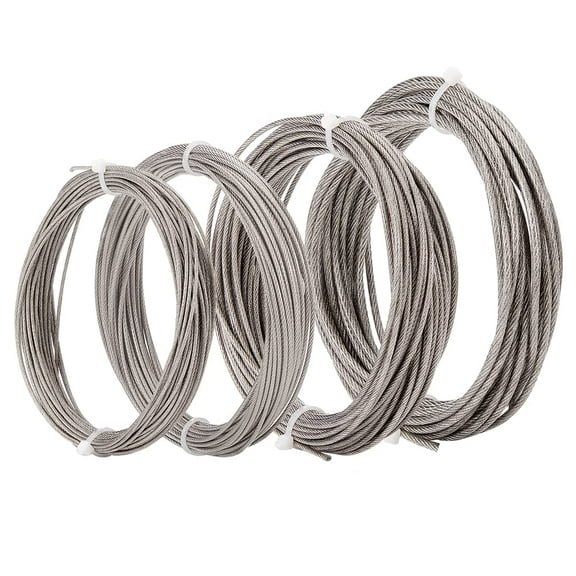 4 Roll 304 Plastic Coated Stainless Steel Wire Wire Rope Cable for Picture and Mirror Hanging Crafts 32.8 Feet/roll Gray
