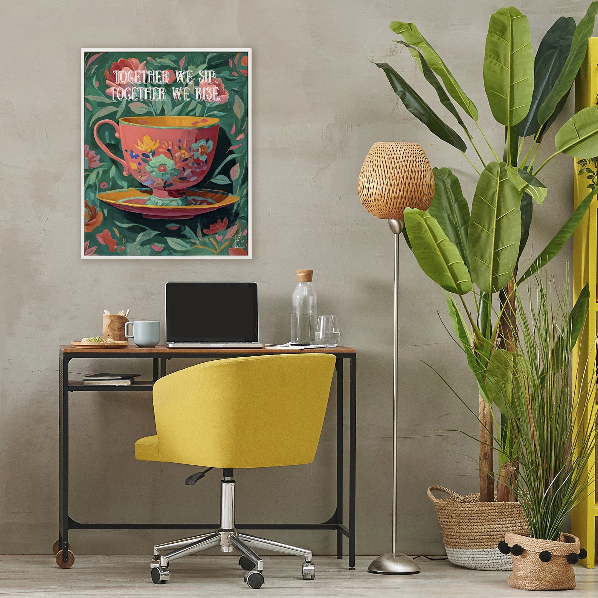 Stupell Industries Together We Sip & Rise White Framed Giclee Art, design by Sara Culpepper