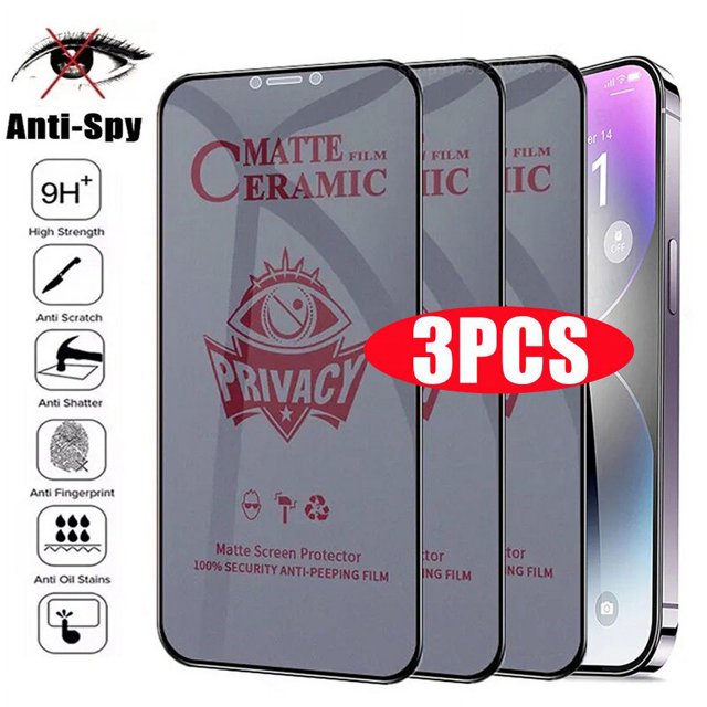Protector de pantalla de privacidad de cerámica mate, película antiespía para IPhone 14 11 12 13 Pro Max Mini, XS Max X XR 7 8 14 Plus, 3 uds.
