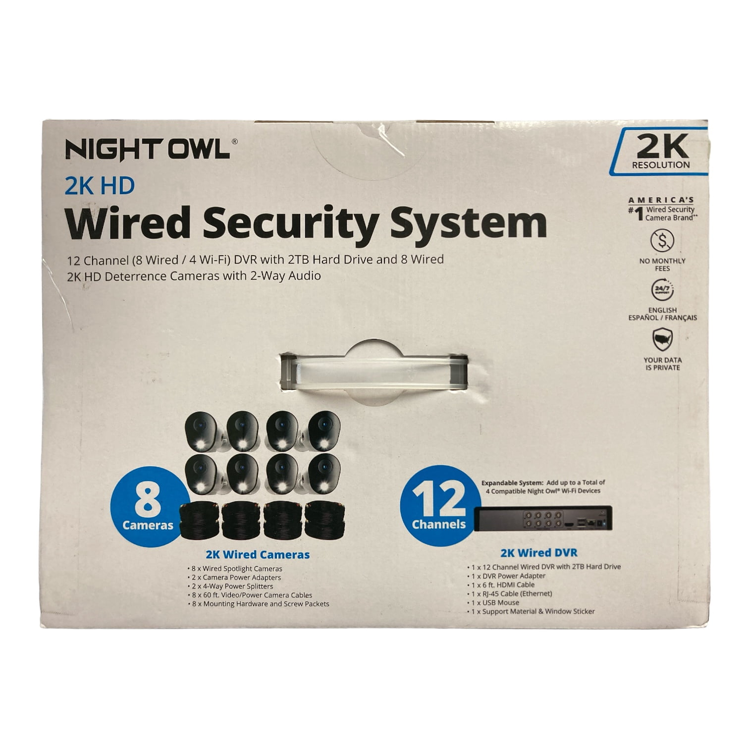 Night Owl 12 Channel 8 Wired 4 Wi-Fi 2K DVR Security System with 2TB Hard Drive