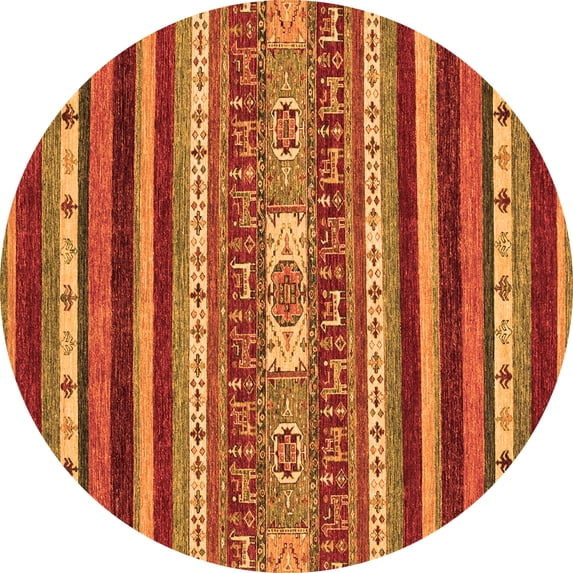 Ahgly Company Indoor Round Abstract Orange Modern Area Rugs, 4' Round