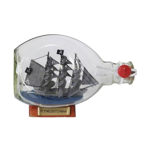 Handcrafted Model Ships Flying-Dutchman-Bottle-7 Flying Dutchman Pirate Ship in a Glass Bottle, 7 in.