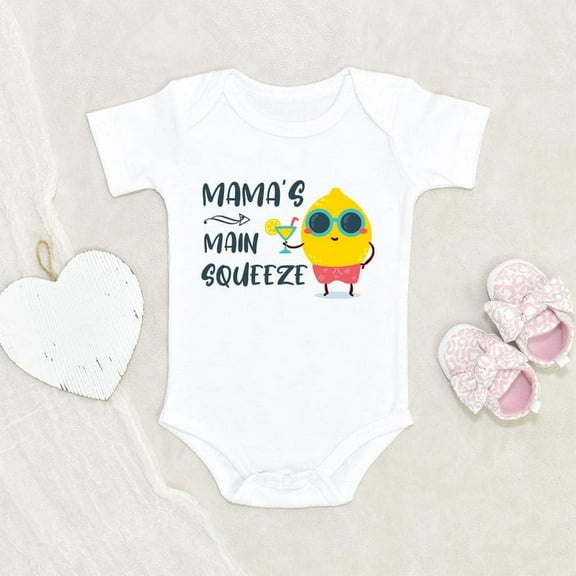 Lemon Fruit Baby Onesie Funny Lemon Onesie Mama's Main Squeeze Lemon Baby Onesie Baby Shower Gift Unique Baby Onesie