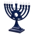 thumbnail image 3 of Northlight Battery Operated LED Lighted Star of David Hanukkah Menorah - 11.75" - Blue, 3 of 7