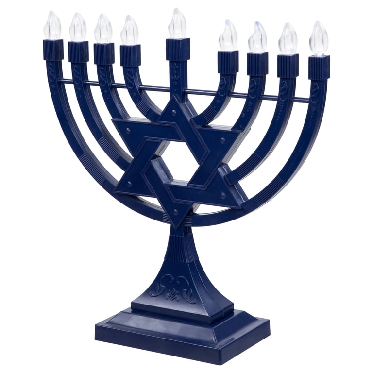 Northlight Battery LED Star of David Menorah, 11.75" Blue photo 3