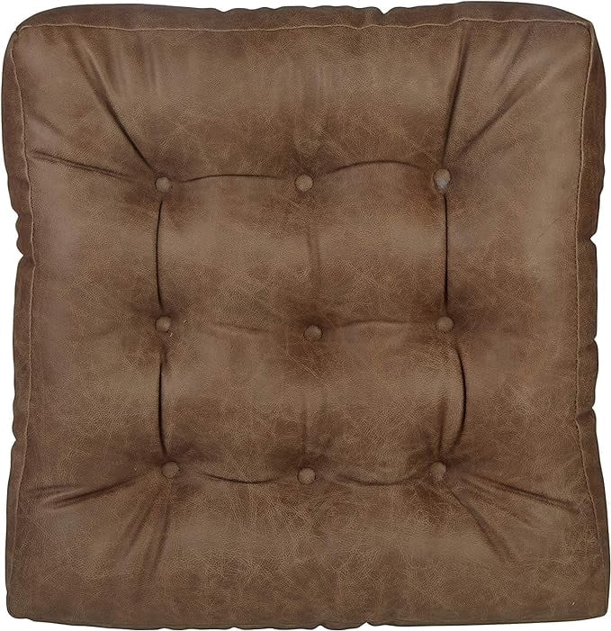 Klear Vu Gripper Non-Slip Floor Cushions for Adults, Extra Thick Square Meditation Pillow, Ideal for Yoga, Seating or Lounging, 21"x21", Faux Leather