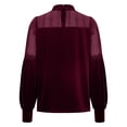 thumbnail image 3 of HongQid Women Patchwork Velvet Tops Mock Neck Puff Long Sleeve Spring Fall Vintage Dressy Blouse, 3 of 7