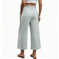 thumbnail image 7 of Lumtrix Womens Cotton Linen Wide Leg Pants Casual Zipper Front Summer Cropped Trousers Dressy Pants with Pockets Light Gray L, 7 of 7