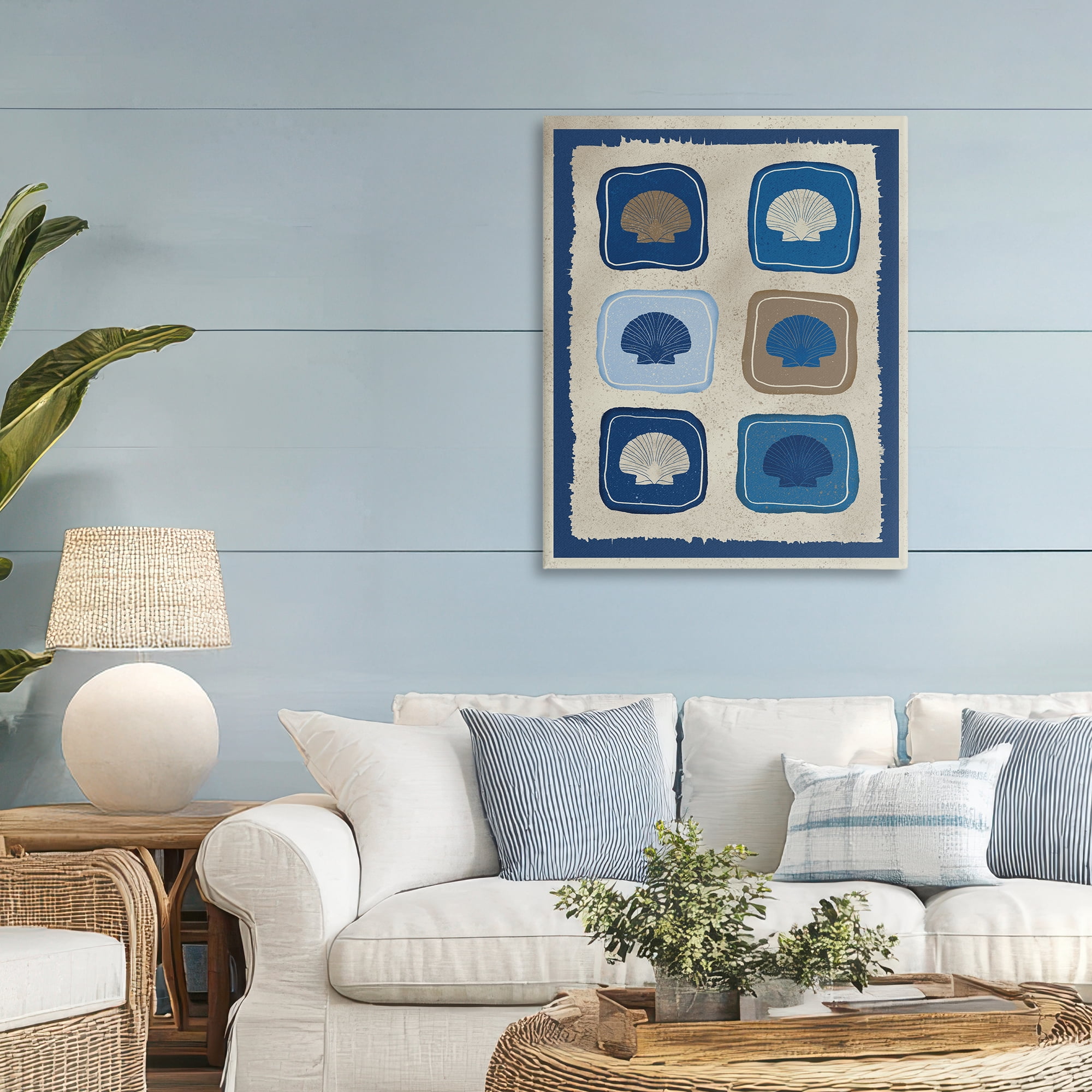 Stupell Industries Nautical Block Shells Canvas Wall Art, design by Julia Frost