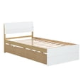 thumbnail image 6 of DreamBuck Twin Bed Frame with Twin Trundle, Quiet and Sturdy Wood Bed Frame with White High Gloss Headboard and Footboard, Twin Bed Frames for , Adults, Teens, No Box Spring Needed, Light Oak, 6 of 9