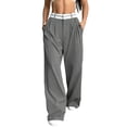 thumbnail image 3 of Women'S Wide Leg Pants Casual High Waisted Trousers Long Straight Suit Pant Gray XL, 3 of 9