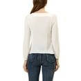 thumbnail image 3 of INSPIRE CHIC Women's Pleated Front Casual Long Sleeve Square Neck Blouse, 3 of 5