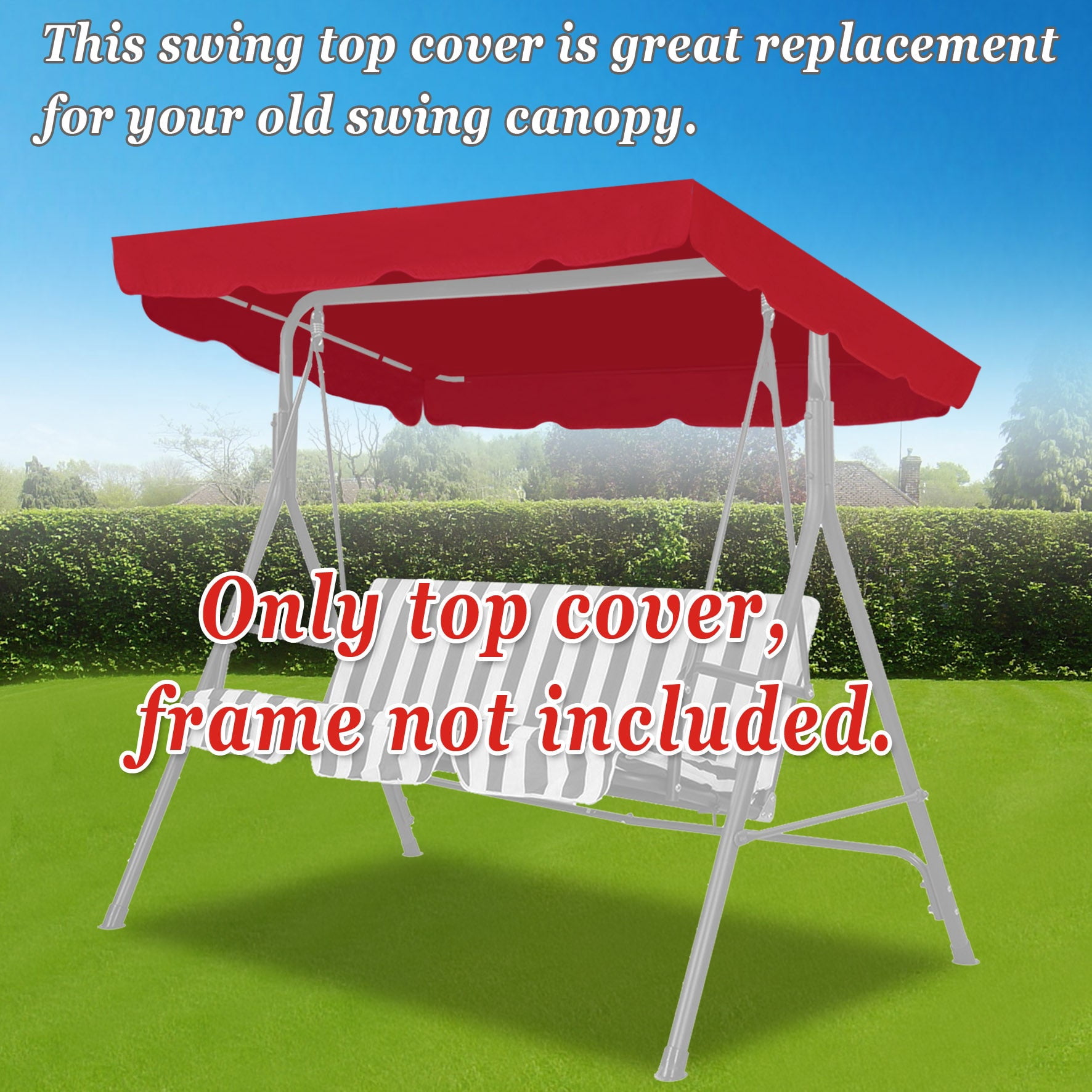 SOLAXO 73"x52" Patio Swing Canopy Replacement Top Outdoor Seater Porch Swing Canopy Cover, Cover ONLY, Burgundy
