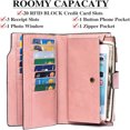 thumbnail image 3 of Leather Women's Wallets,Multi-Function Slim Bifold Zipper Clutch Purse,Large Capacity Card Holder with RFID/Pink, 3 of 7