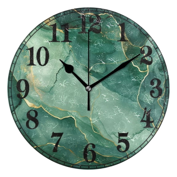 Marble Green Silent Wall Clock 10" Non-Ticking Battery Clock