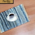 thumbnail image 3 of Perilla Home Natural Chindi Jute Placemats Set of 4 Vintage Boho 13x19 Inch Table Mats for Kitchen Dining Home Decor Rectangle Denim Blue Stripe Rustic Placemat, 3 of 6