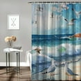 thumbnail image 2 of Orinice Coastal Beach Shower Curtain Nautical Lighthouse Shower Curtains Seagull Ocean Shower Curtain Waterproof Polyester Fabric Bathroom Decor with Plastic Hooks  69x72, 2 of 7