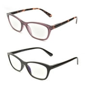 Rachel Rachel Roy 2 Pack Blue Light Reading Glasses, Black and Animal Print, 1.50 Diopter