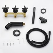Wall Mount Bathtub Faucet with Hand Shower, 3 Handle Tub Shower Faucet Matte Black