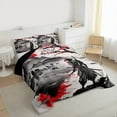 thumbnail image 3 of jejeloiu Japanese Samurai Bedding Comforter Set,Retro Ink Painting Twin Comforter Sets,Red Flower Floral Bedding Set For Boys Kids,Microfiber Bedroom Decor Reversible,2 Pieces, 3 of 8