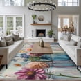 thumbnail image 3 of Retro Flower Large Area Rugs 5x8 ft Oil Painting Watercolor Colorful Floral Vintage Washable Rug Non Slip Indoor Carpet Absorbent Floor Mat for Living Room Bedroom Dining Room, 3 of 9